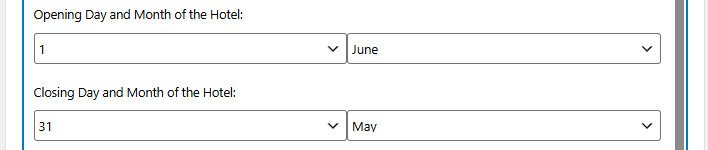 Different year opening closing dates