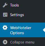 WebHotelier Options Menu